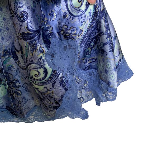 Delicates Paisley Floral Purple Blue Silky Nightgown Slip Dress Lingerie Medium - Picture 2 of 6